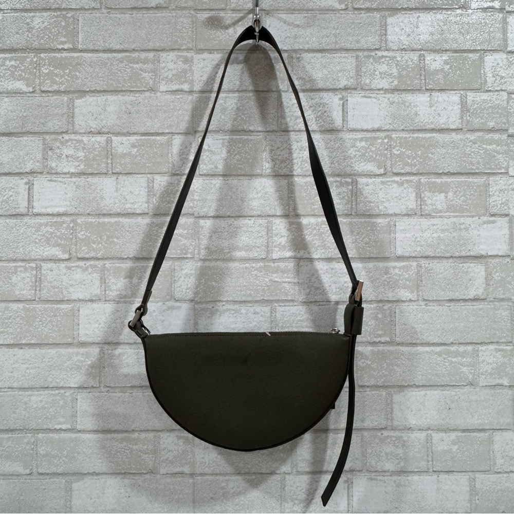 AllSaints Half Moon Tarmac Green Leather Crossbody bag - Picture 7 of 16